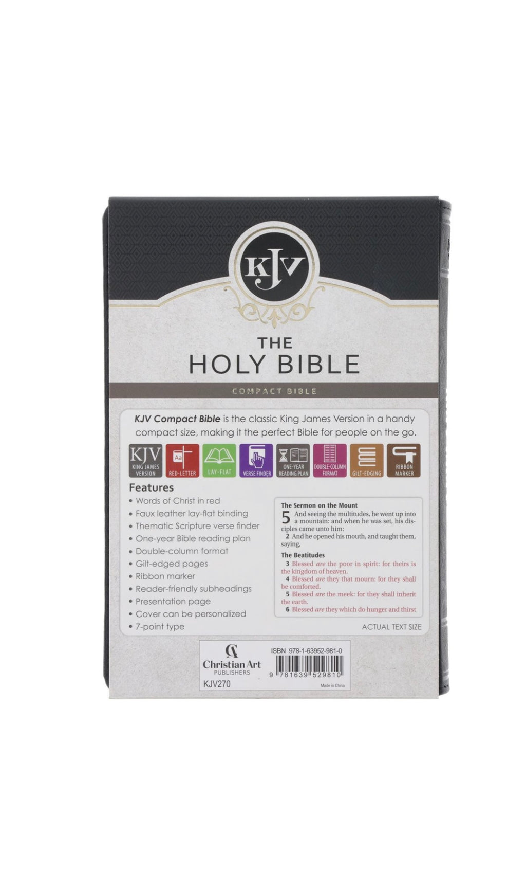 KJV Compact Bible, Faux Leather, Grey Lion (Small Bible)
