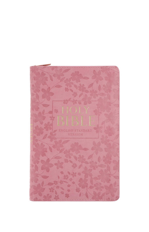 ESV Pink Faux Leather Compact Bible With Zip